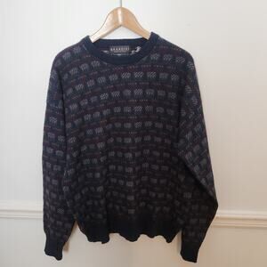 Vtg Brandini Sweater XXL 2XL Mens Merino Wool Navy Blue Preppy Grandpa Casual